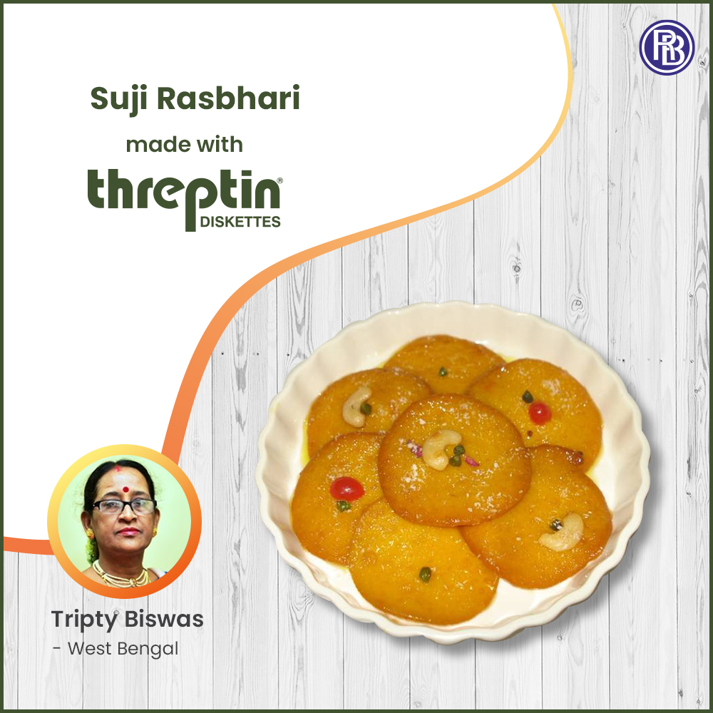 Suji Rasbhari made with Threptin Diskettes